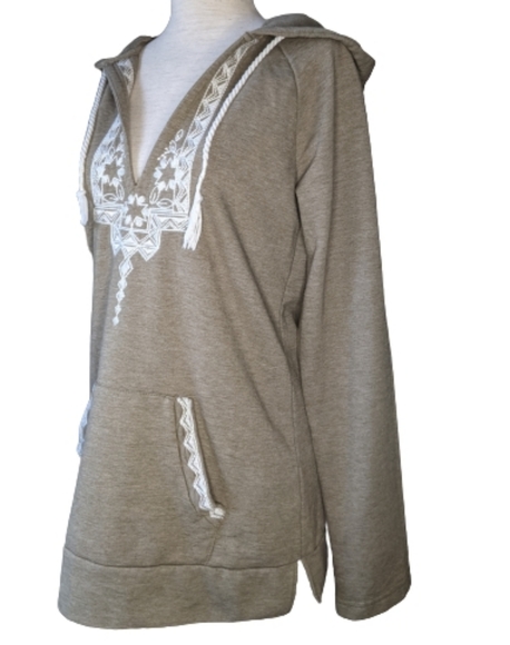 Roxy Embroidered V Neck Hoodie Sz M - Picture 3 of 10